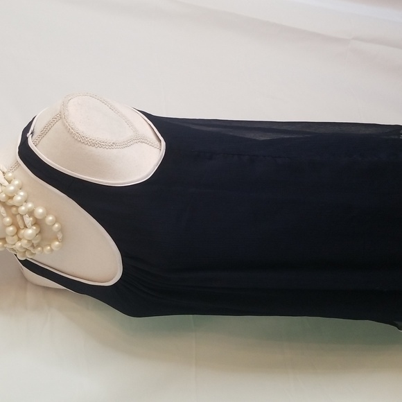 Doe & Rae Ruffle Layer Contrast Edging Tunic Dress. Sleeveless Shear Navy NWOT - Picture 8 of 16